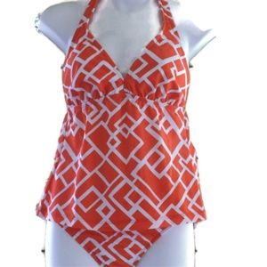 Sunsets Swimwear Orange White Zigzag Tankini Small